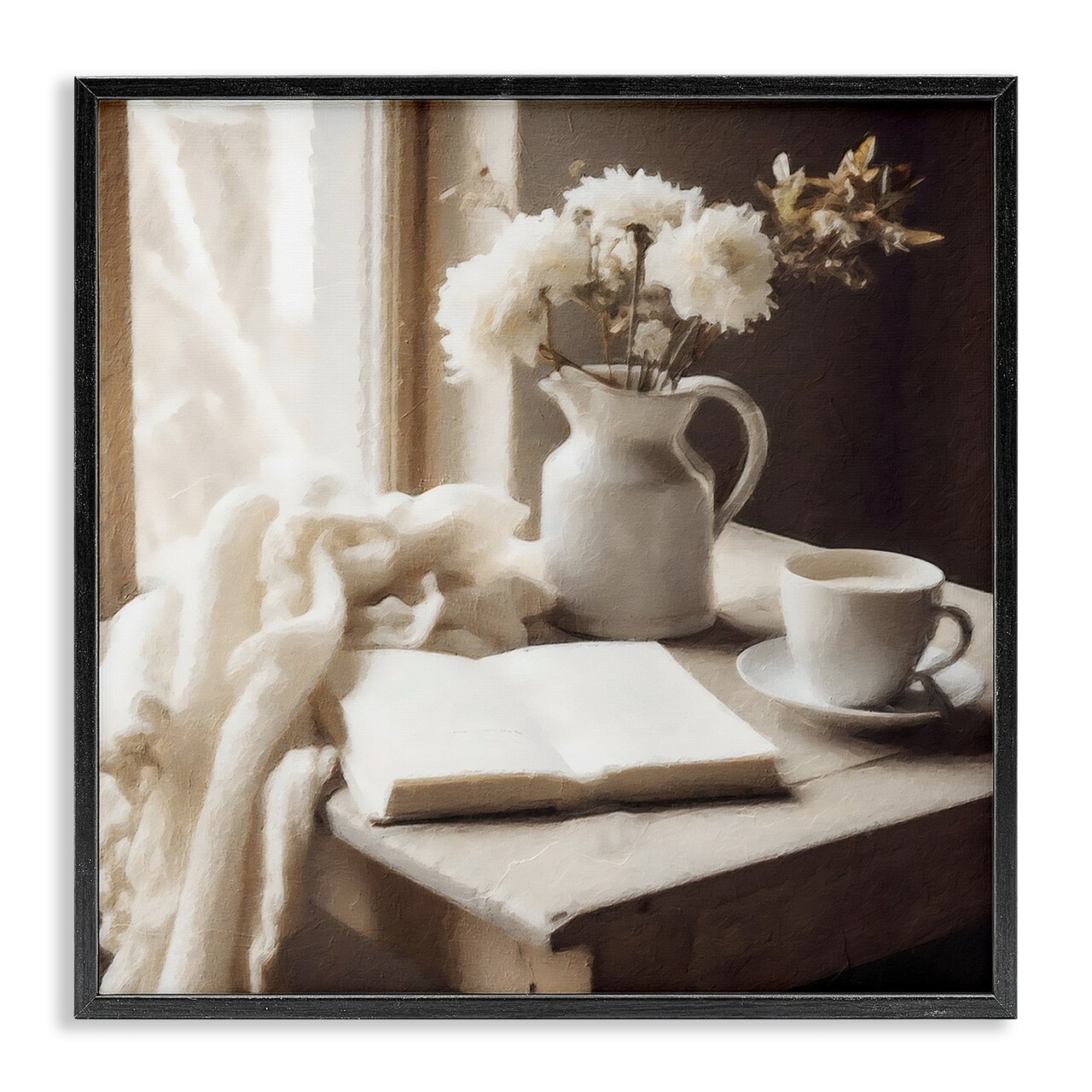 Stupell Industries Neutral Morning Coffee Journaling Framed Giclee, design by Riley B